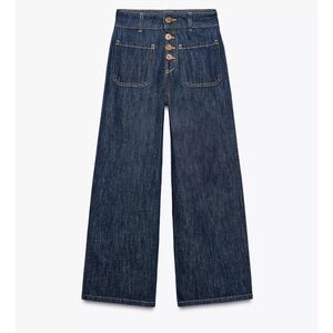 Zara Blue Flare Wide-Leg Jeans